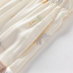 Dave&Bella Toddler Boys Summer Blue/Apricot Print Long Loose Pants