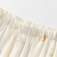 Dave&Bella Toddler Boys Summer Blue/Apricot Print Long Loose Pants