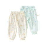 Dave&Bella Toddler Boys Summer Blue/Apricot Print Long Loose Pants