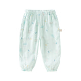 Dave&Bella Toddler Boys Summer Blue/Apricot Print Long Loose Pants