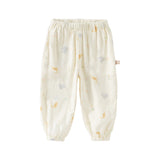 Dave&Bella Toddler Boys Summer Blue/Apricot Print Long Loose Pants