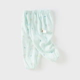Dave&Bella Toddler Boys Summer Blue/Apricot Print Long Loose Pants