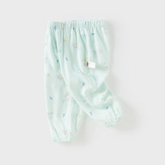Dave&Bella Toddler Boys Summer Blue/Apricot Print Long Loose Pants
