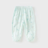 Dave&Bella Toddler Boys Summer Blue/Apricot Print Long Loose Pants