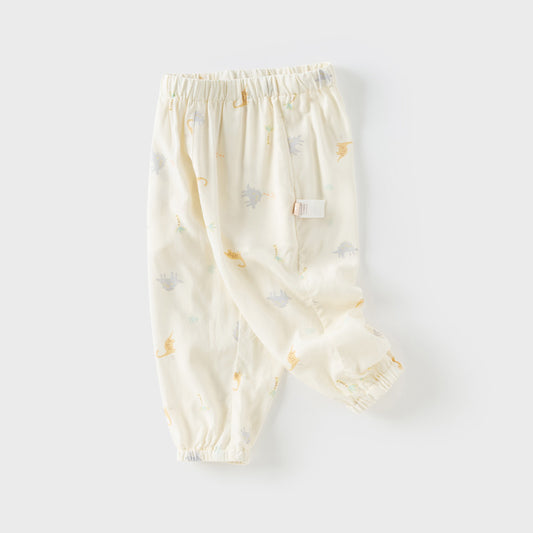 Dave&Bella Toddler Boys Summer Blue/Apricot Print Long Loose Pants