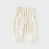 Dave&Bella Toddler Boys Summer Blue/Apricot Print Long Loose Pants