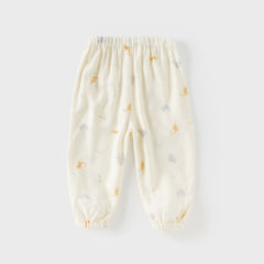 Dave&Bella Toddler Boys Summer Blue/Apricot Print Long Loose Pants