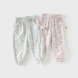 Dave&Bella Toddler Girls Summer Sweet Floral Print Mosquito-Proof Loose Pants