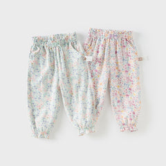 Dave&Bella Toddler Girls Summer Sweet Floral Print Mosquito-Proof Loose Pants