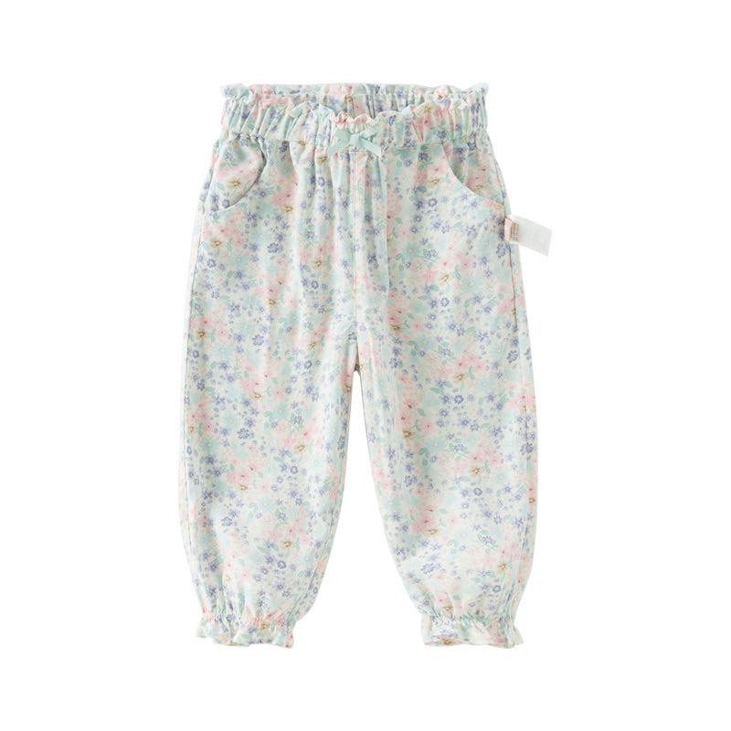 Dave&Bella Toddler Girls Summer Sweet Floral Print Mosquito-Proof Loose Pants