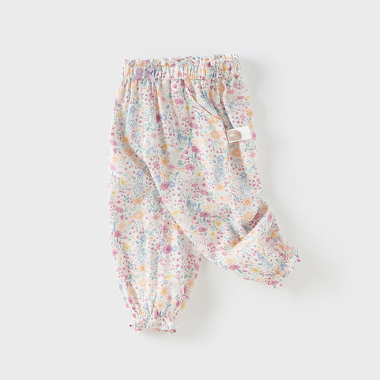 Dave&Bella Toddler Girls Summer Sweet Floral Print Mosquito-Proof Loose Pants