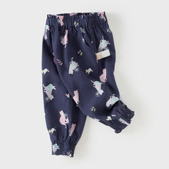 Dave&Bella Toddler Girls Summer Cute Print Anti-mosquito Jogger Pants