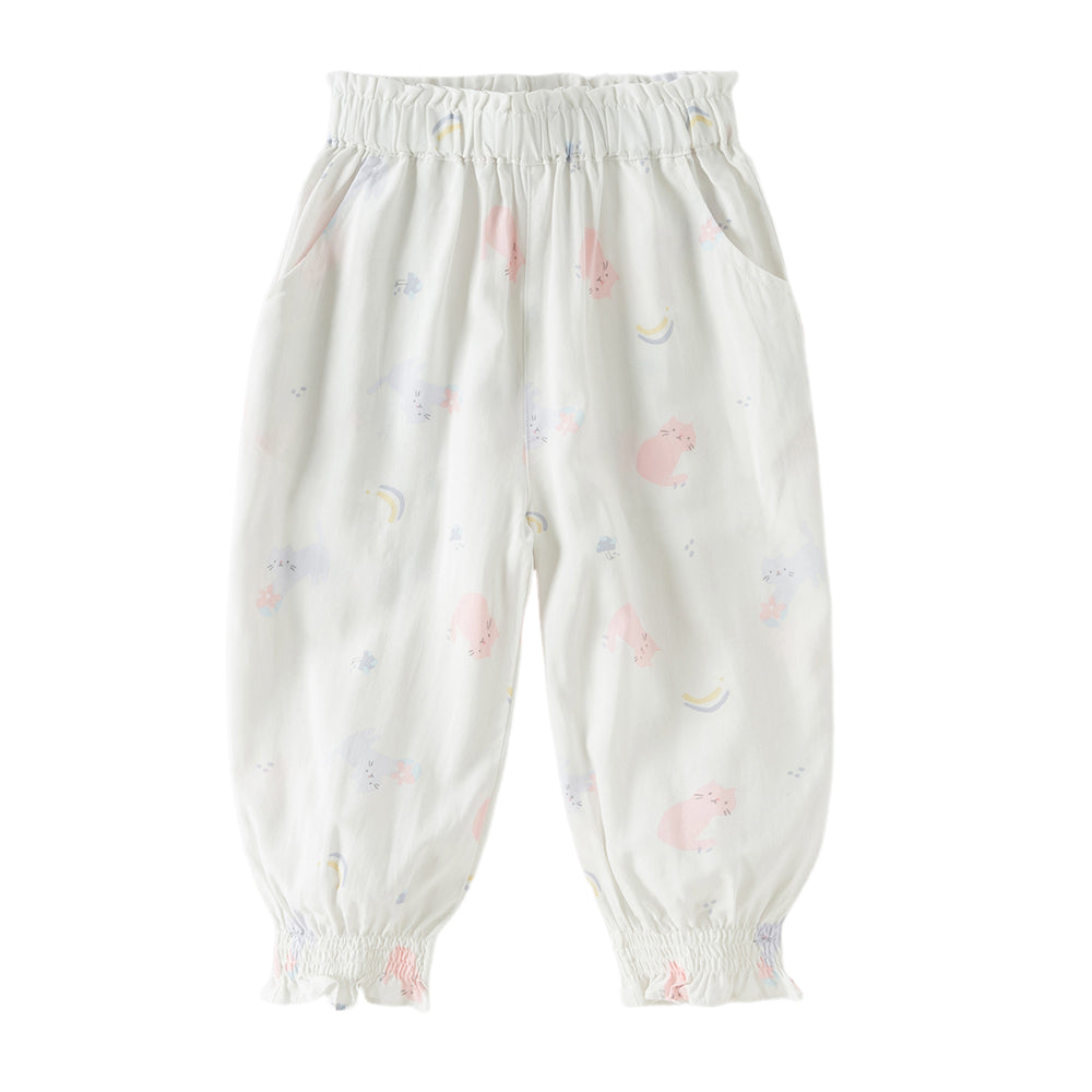 Dave&Bella Toddler Girls Summer Cute Print Anti-mosquito Jogger Pants