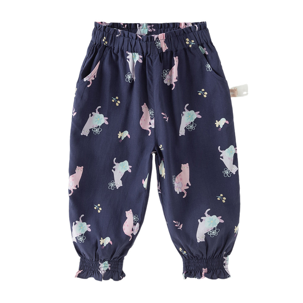 Dave&Bella Toddler Girls Summer Cute Print Anti-mosquito Jogger Pants