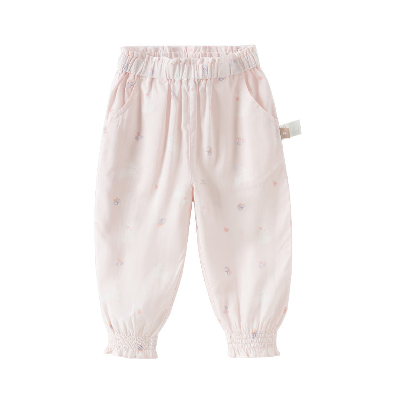 Dave&Bella Toddler Girls Summer Cute Print Anti-mosquito Jogger Pants