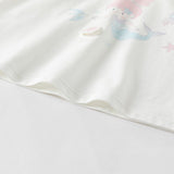 Dave&Bella Toddler Girls Summer White Cute Mermaid Print Pure Cotton T-shirt Tops