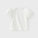 Dave&Bella Toddler Girls Summer White Cute Mermaid Print Pure Cotton T-shirt Tops