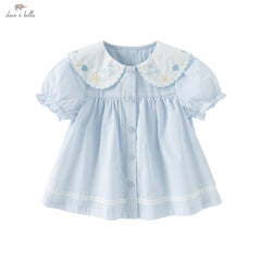 Dave&Bella Girls Summer Cotton Cute Light Blue T-shirt Top