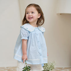 Dave&Bella Toddler Girls Summer Cotton Cute Light Blue Shirts