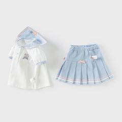 Dave&Bella Girls Summer Blue Shirt Skirt two-piece Toddller Set