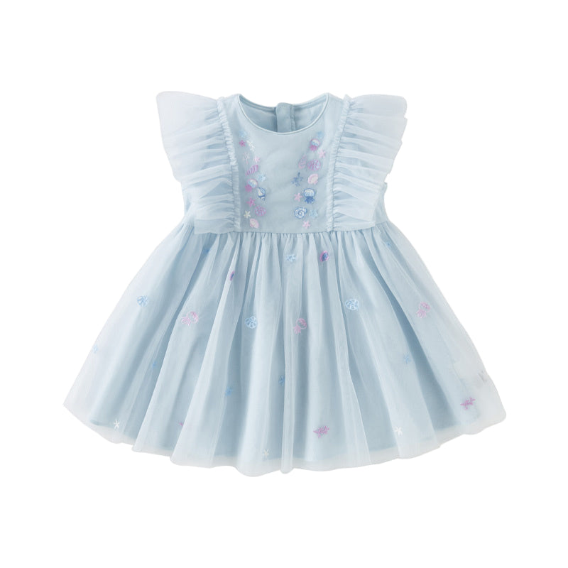 Dave&Bella Girls Summer Blue Mesh Sleeveless Party Dress