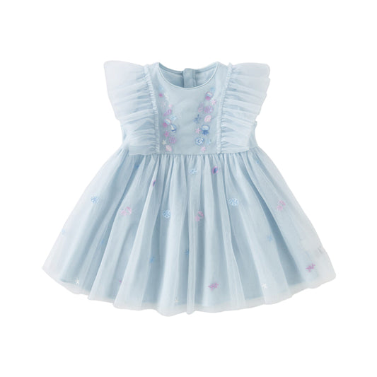 Dave&Bella Girls Summer Blue Mesh Sleeveless Party Dress