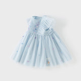 Dave&Bella Girls Summer Blue Mesh Sleeveless Party Dress