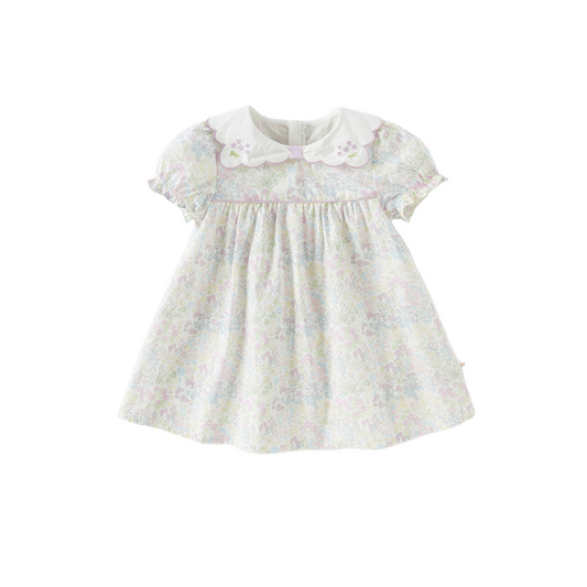 Dave&Bella Girls Summer Cotton Doll Collar Floral Dress