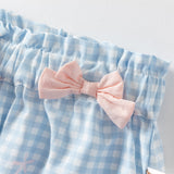 Dave&Bella Toddler Girls Summer Fashion Blue Plaid Bow Decoration Mosquito-proof Pants