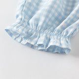 Dave&Bella Toddler Girls Summer Fashion Blue Plaid Bow Decoration Mosquito-proof Pants