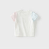 Dave&Bella Toddler Girls Summer Cute Rabbit Print White Soft Cotton T-shirt Tops