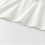 Dave&Bella Toddler Girls Summer Cute Rabbit Print White Soft Cotton T-shirt Tops
