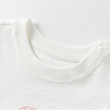 Dave&Bella Toddler Girls Summer Cute Rabbit Print White Soft Cotton T-shirt Tops