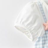 Dave&Bella Toddler Girls Summer Cute Cotton Blue White Plaid Preppy Dress