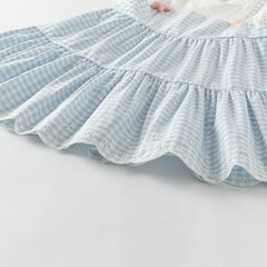 Dave&Bella Girls Summer Cute Cotton Blue White Plaid Party Dress