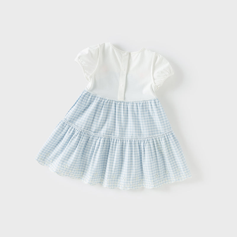 Dave&Bella Toddler Girls Summer Cute Cotton Blue White Plaid Preppy Dress