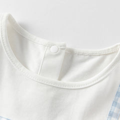 Dave&Bella Girls Summer Cute Cotton Blue White Plaid Party Dress