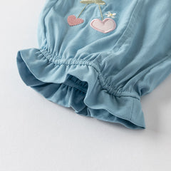 Dave&Bella Girls Summer Fruit Embroidery Drawstring Pants