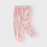Dave&Bella Toddler Girls Summer Fruit Embroidery Drawstring Pants