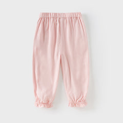 Dave&Bella Girls Summer Fruit Embroidery Drawstring Pants