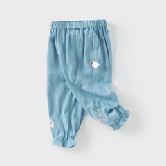 Dave&Bella Girls Summer Fruit Embroidery Drawstring Pants