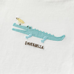 Dave&Bella Toddler Boys Summer Comfortable White Crocodile Cotton T-shirt Tops