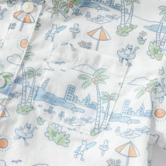 Dave&Bella Toddler Boys Summer White Print Comfortable Cotton Formal Shirt Tops