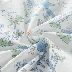 Dave&Bella Toddler Boys Summer White Print Comfortable Cotton Formal Shirt Tops