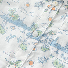 Dave&Bella Toddler Boys Summer White Print Comfortable Cotton Formal Shirt Tops