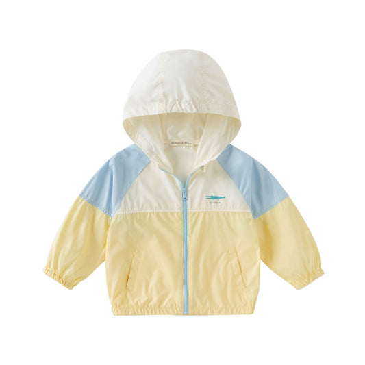 Dave&Bella Kids Boys Summer Yellow Outdoor UV-protection Lightweight Hooded Jackets