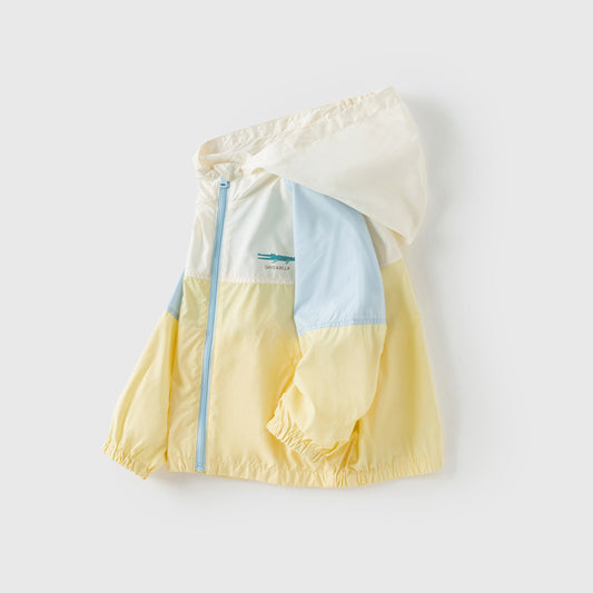 Dave&Bella Kids Boys Summer Yellow Outdoor UV-protection Lightweight Hooded Jackets