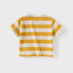 Dave&Bella Toddler Boys/Girls Summer Playful Striped Breathable Classic T-shirts Tops