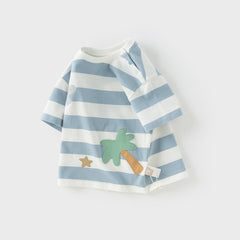Dave&Bella Toddler Boys/Girls Summer Playful Striped Breathable Classic T-shirts Tops