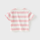 Dave&Bella Toddler Boys/Girls Summer Playful Striped Breathable Classic T-shirts Tops